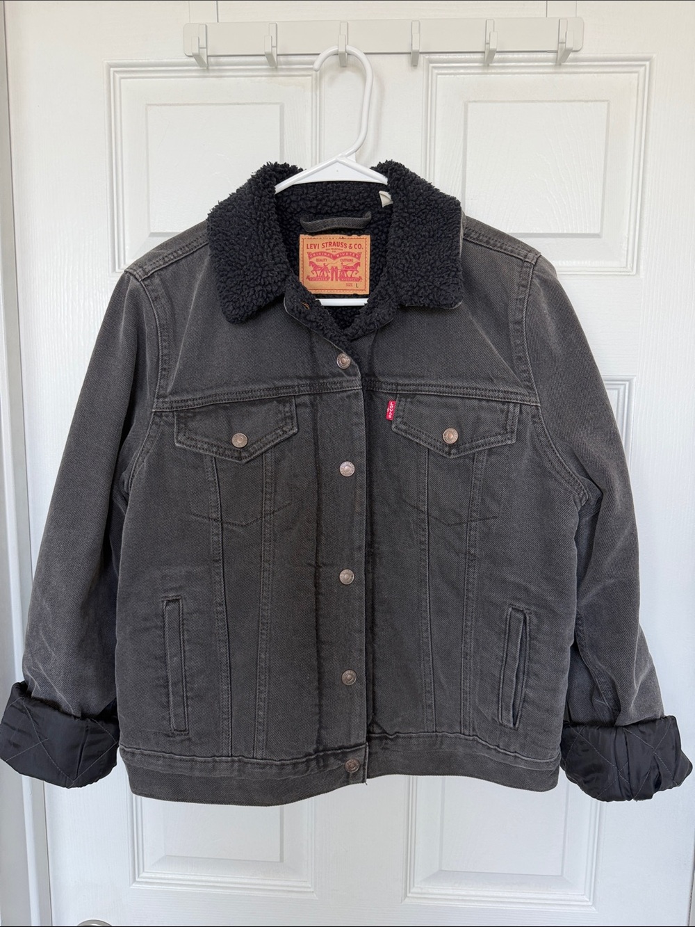 Levi's Women's Vintage Black Sherpa Collar Denim Jacket
